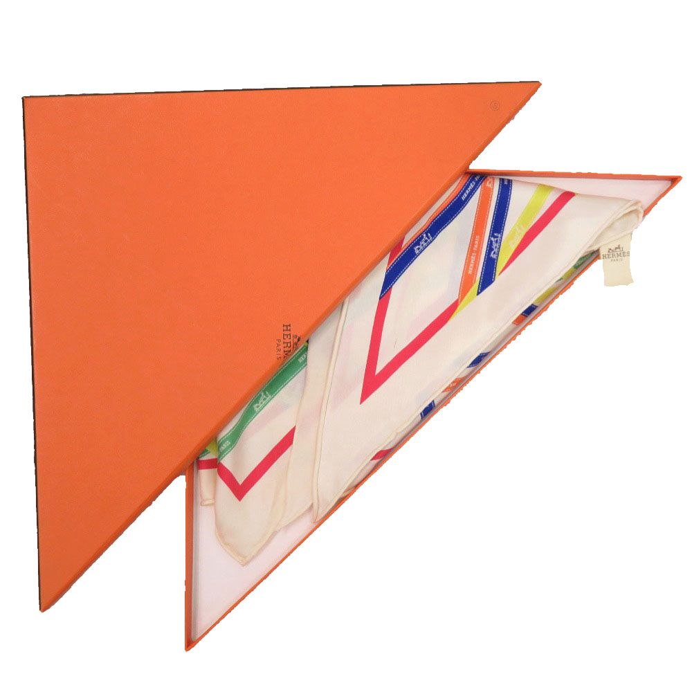Hermes Carre Triangle Pointe Pointu Vintage Bolduc White Veil Blue Scarf — view 2