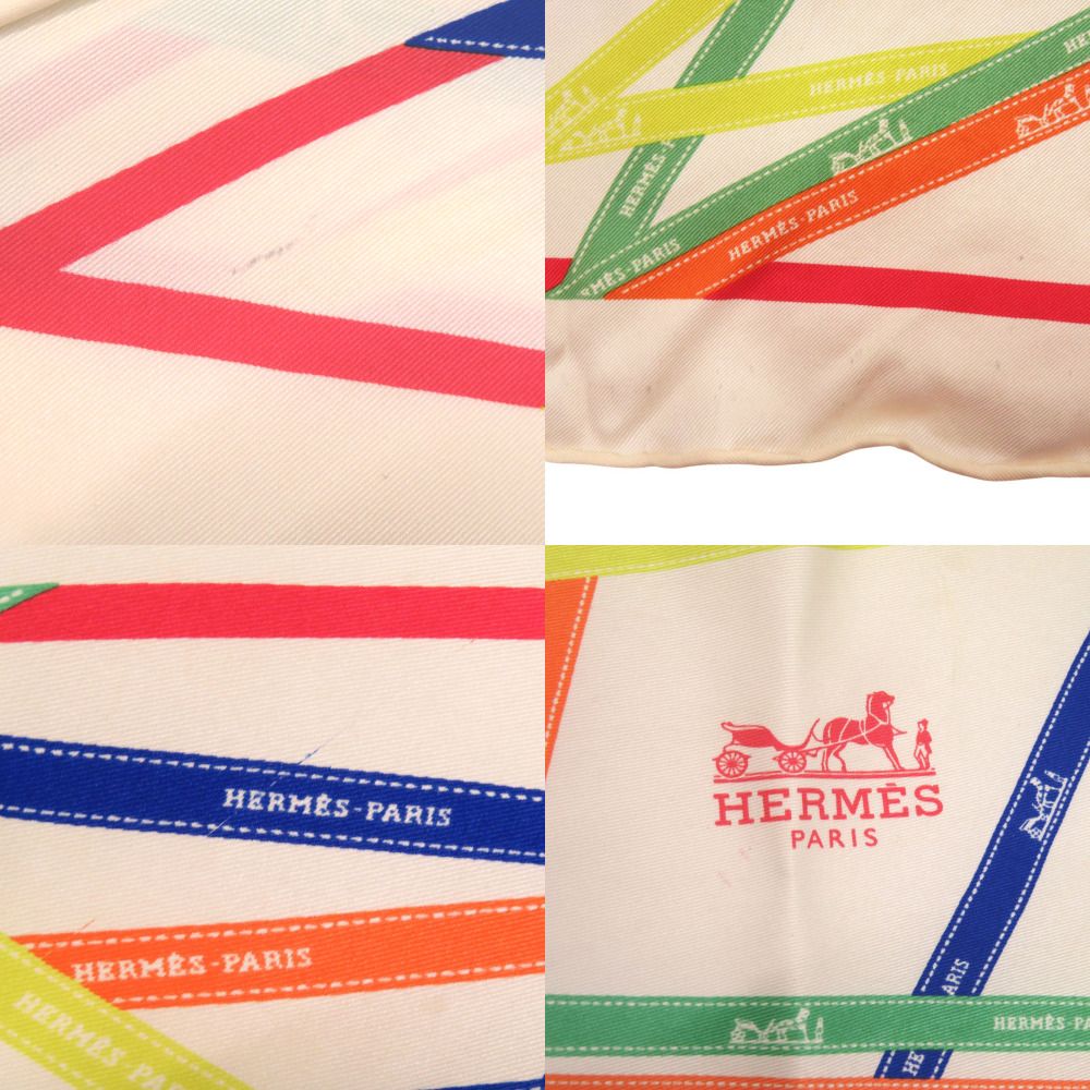 Hermes Carre Triangle Pointe Pointu Vintage Bolduc White Veil Blue Scarf — view 5