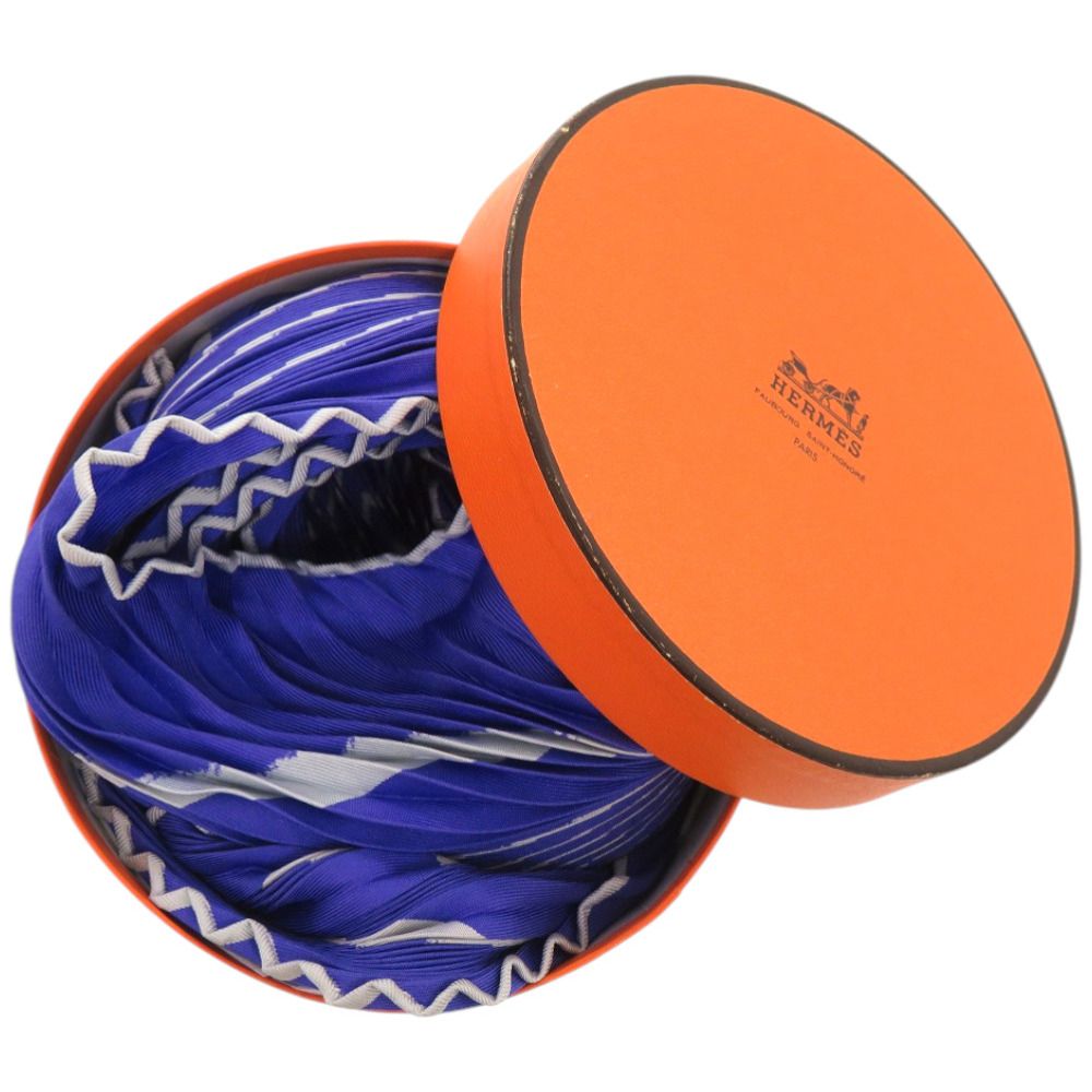 Hermes Losange Pleats Carre Silk Blue Scarf — view 2