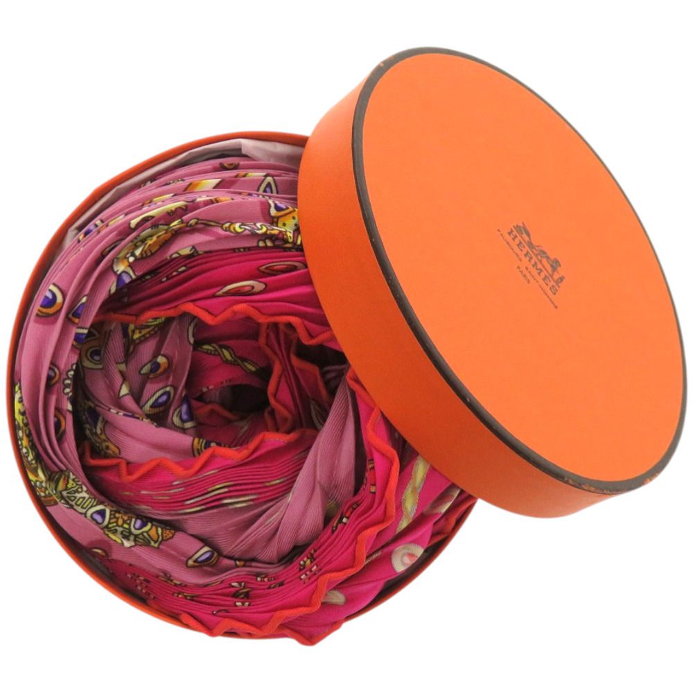 Hermes Losange Pleats Carre Silk Pink Scarf — view 2