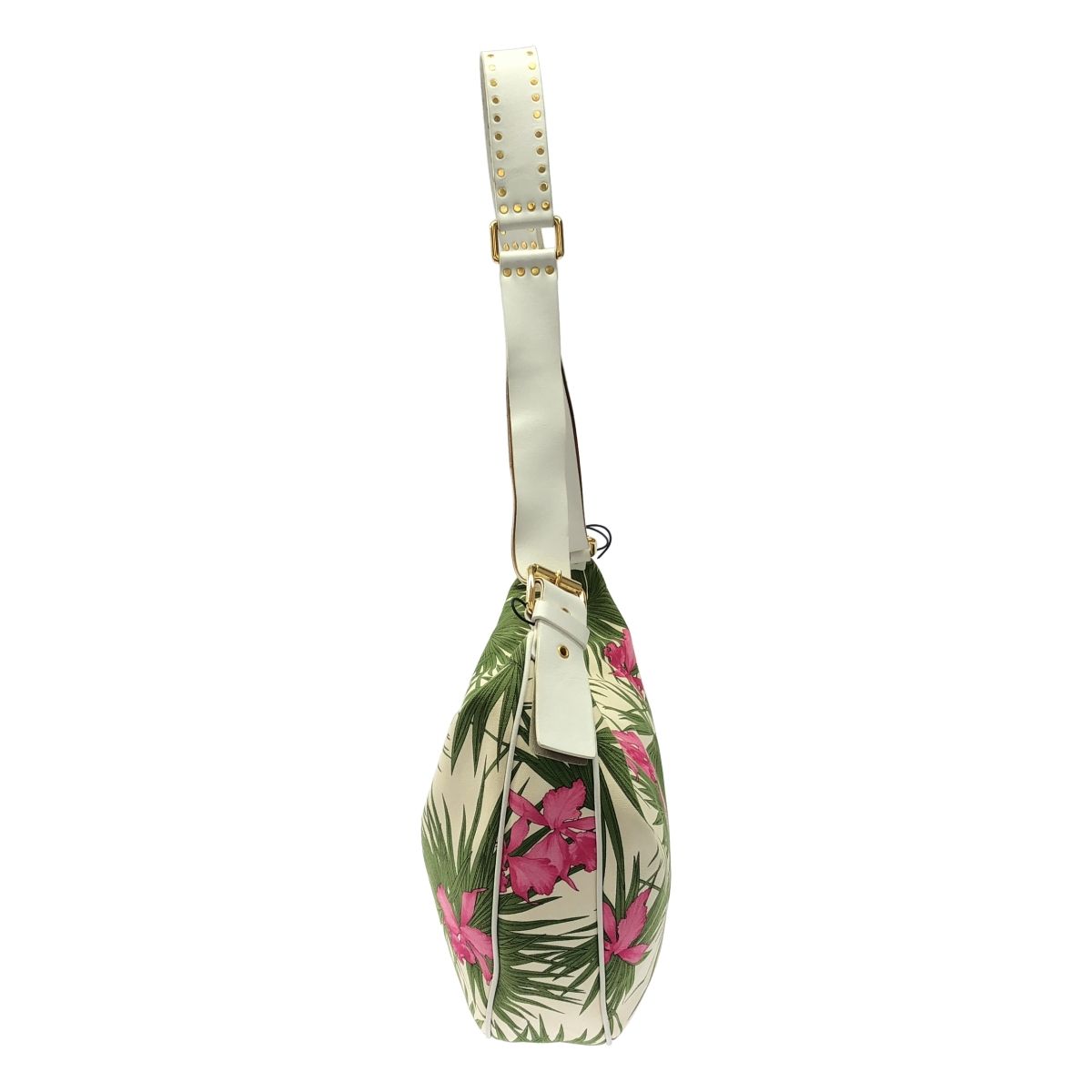 Celine Vintage Botanical Flower Print Shoulder Bag White — view 3