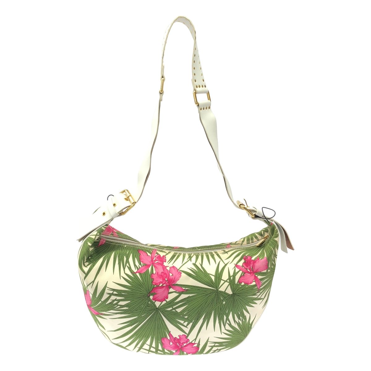 Celine Vintage Botanical Flower Print Shoulder Bag White — view 2