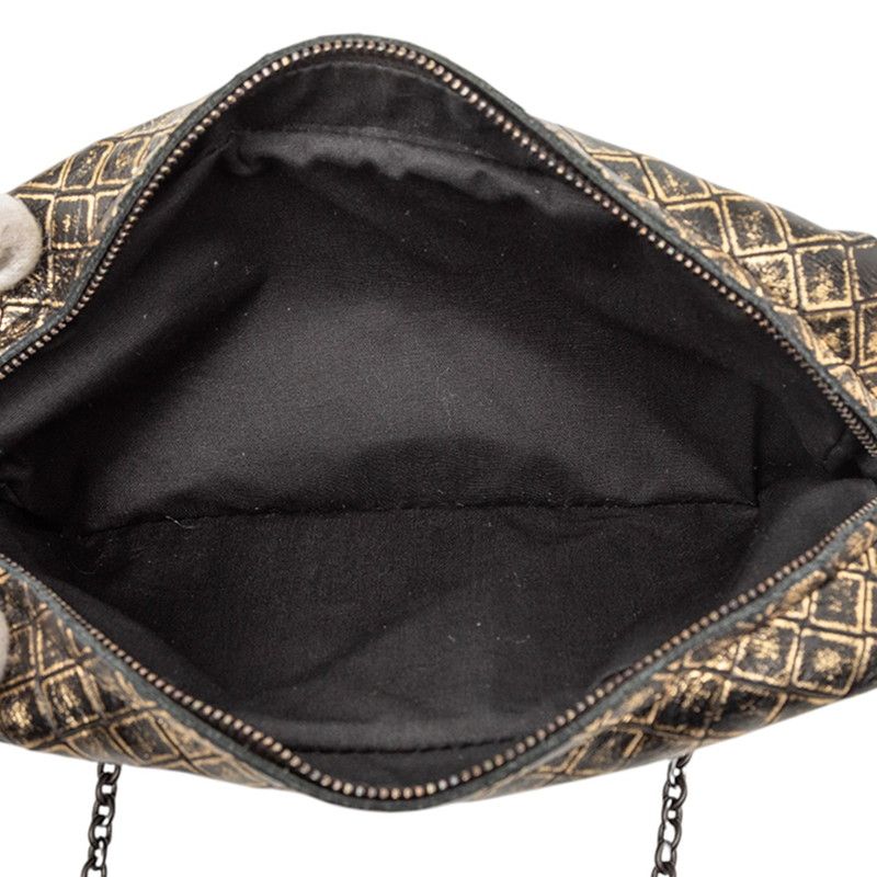 Bottega Veneta Intreccio Mirage Chain Shoulder Bag Black Gold Leather — view 4