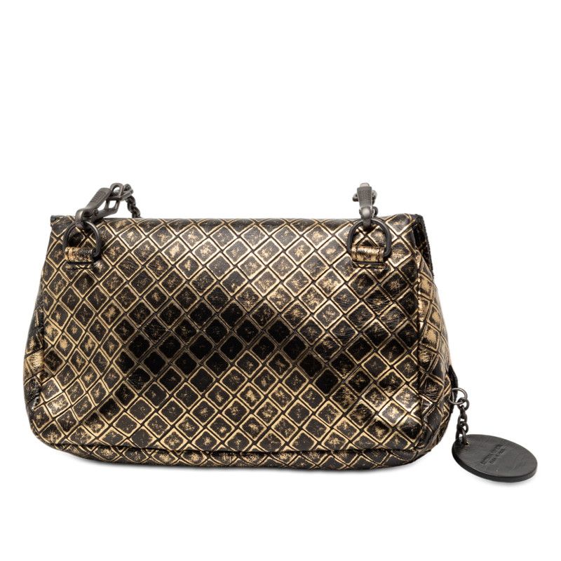Bottega Veneta Intreccio Mirage Chain Shoulder Bag Black Gold Leather — view 2