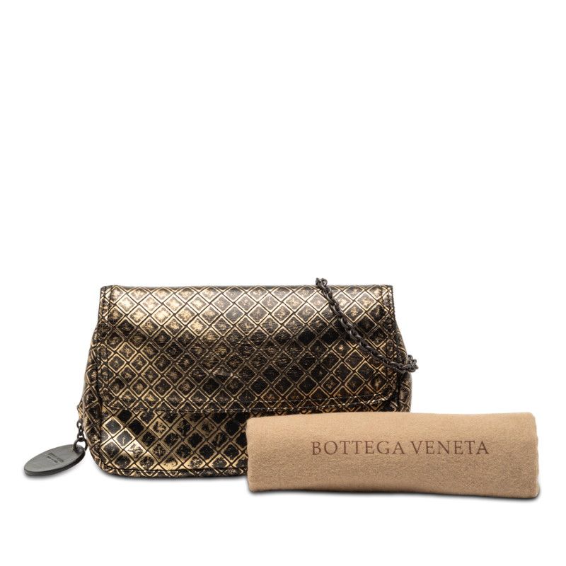 Bottega Veneta Intreccio Mirage Chain Shoulder Bag Black Gold Leather — view 7