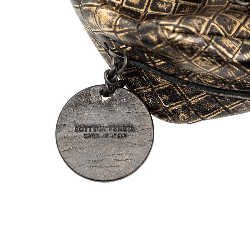 Bottega Veneta Intreccio Mirage Chain Shoulder Bag Black Gold Leather — view 5