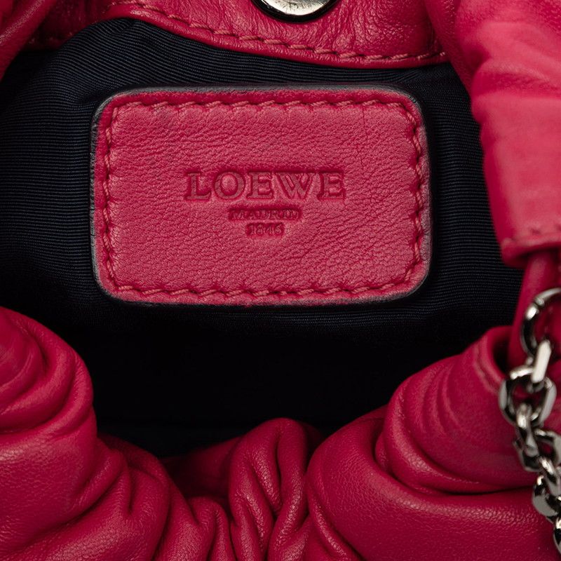 Loewe Anagram Drawstring Chain Shoulder Bag Pink Leather — view 5