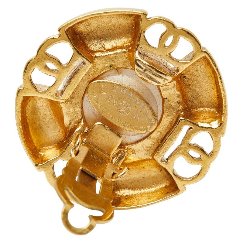 Chanel CC Logo Faux Pearl Metal — view 5