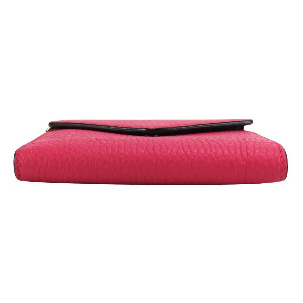 Dior Christian Trifold Wallet Compact Leather Pink Navy with Charm — view 3