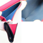 Dior Christian Trifold Wallet Compact Leather Pink Navy with Charm — view 9