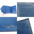 Dior Christian Trifold Wallet Compact Leather Pink Navy with Charm — view 6