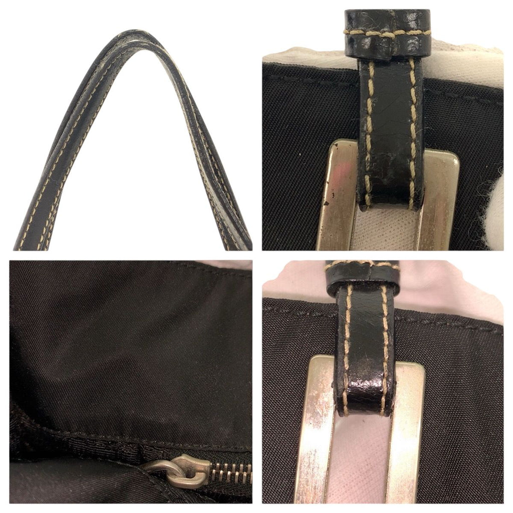Prada Tessuto Black Silver Nylon Leather Tote — view 5