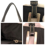 Prada Tessuto Black Silver Nylon Leather Tote — view 5