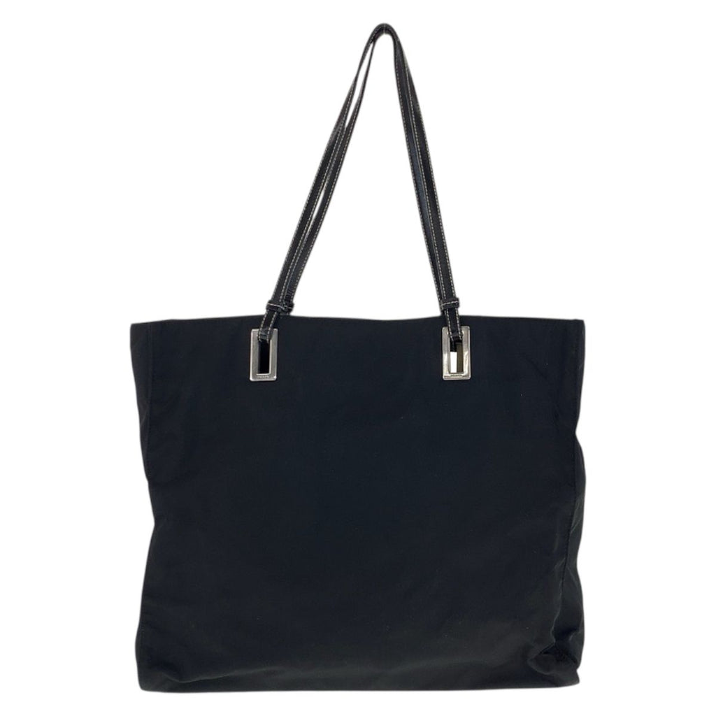 Prada Tessuto Black Silver Nylon Leather Tote — view 2