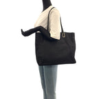 Prada Tessuto Black Silver Nylon Leather Tote — view 6