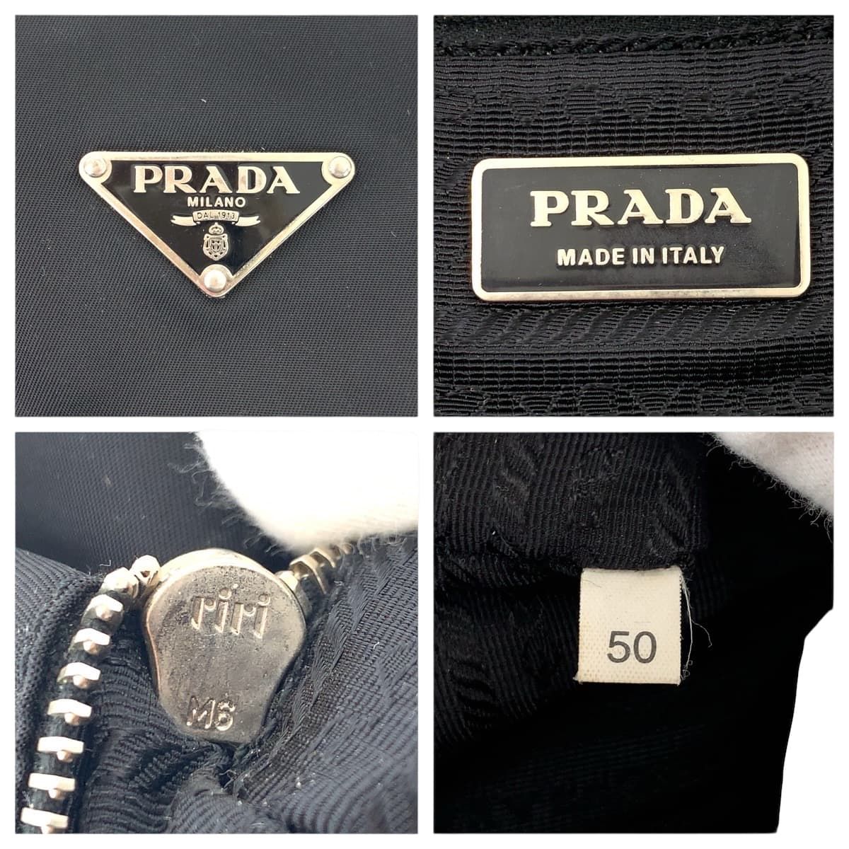 Prada Tessuto Black Silver Nylon Leather Tote — view 4