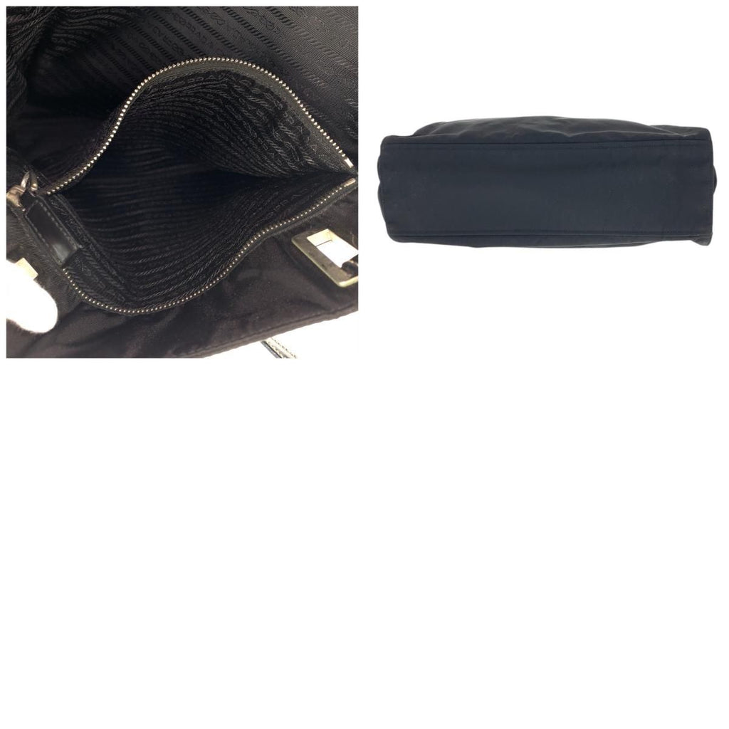 Prada Tessuto Black Silver Nylon Leather Tote — view 9