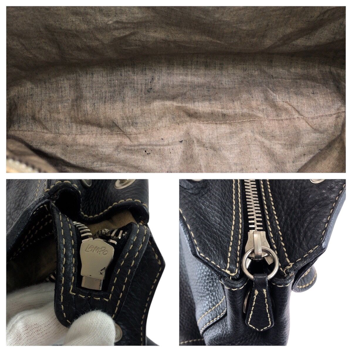 Prada Logo Black Silver Calf Shoulder Bag Tote — view 6