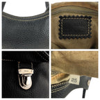 Prada Logo Black Silver Calf Shoulder Bag Tote — view 4