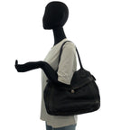 Prada Logo Black Silver Calf Shoulder Bag Tote — view 7