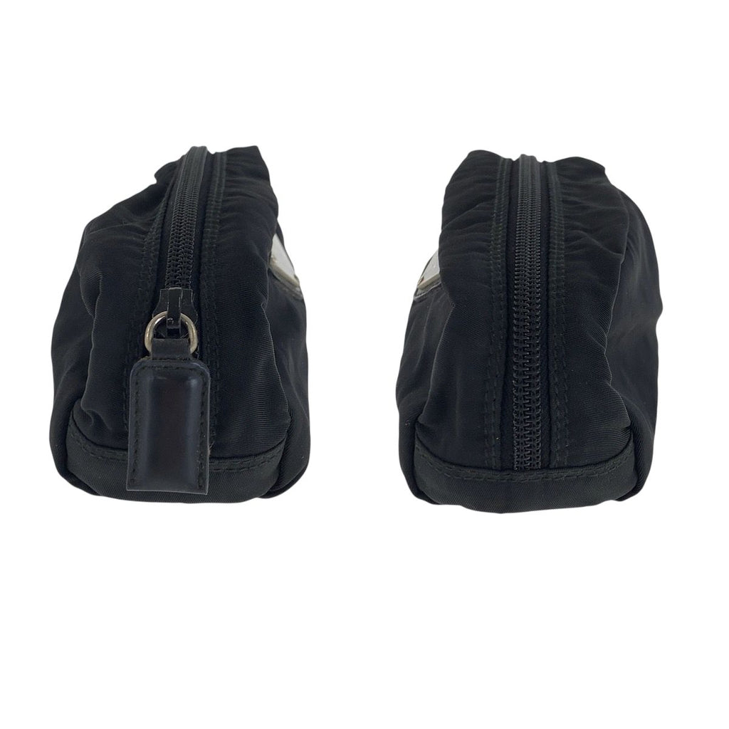 Prada Tessuto Black Silver Nylon Pouch — view 6