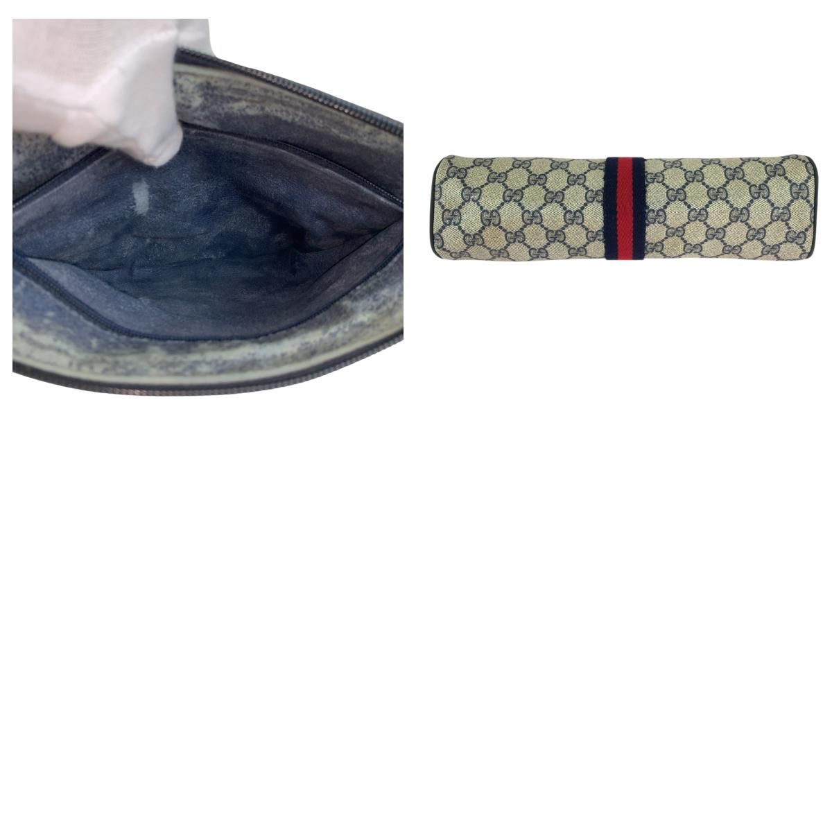 Gucci Vintage Sherry Line Gray GG Supreme Canvas 41 02 017 Clutch Second — view 9