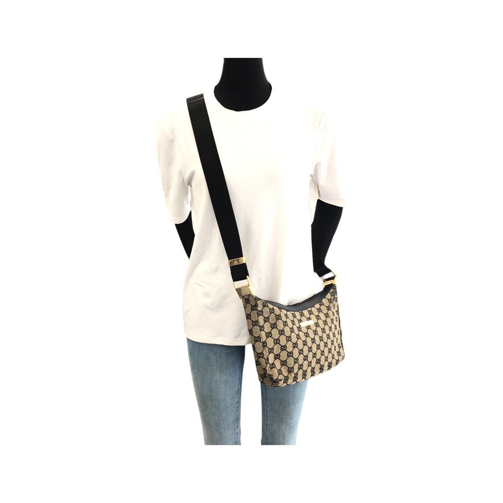 Gucci Beige Black Gold GG Canvas Leather 019 Shoulder Bag — view 7