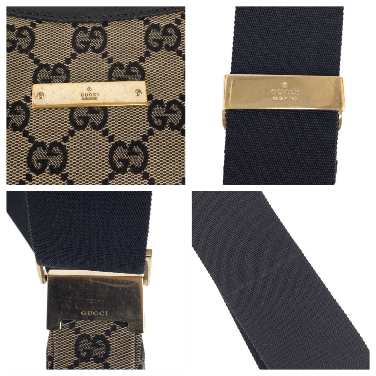Gucci Beige Black Gold GG Canvas Leather 019 Shoulder Bag — view 5