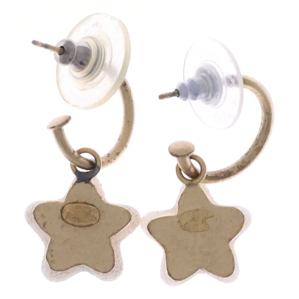 Chanel Star Motif Earrings CC Logo White Gold — view 2