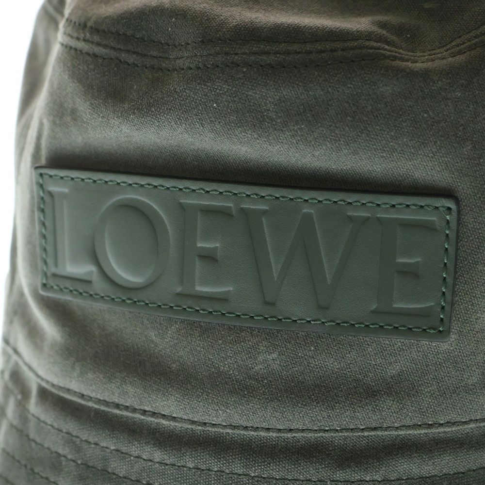 Loewe Wax Canvas Logo Bucket Hat Khaki — view 5
