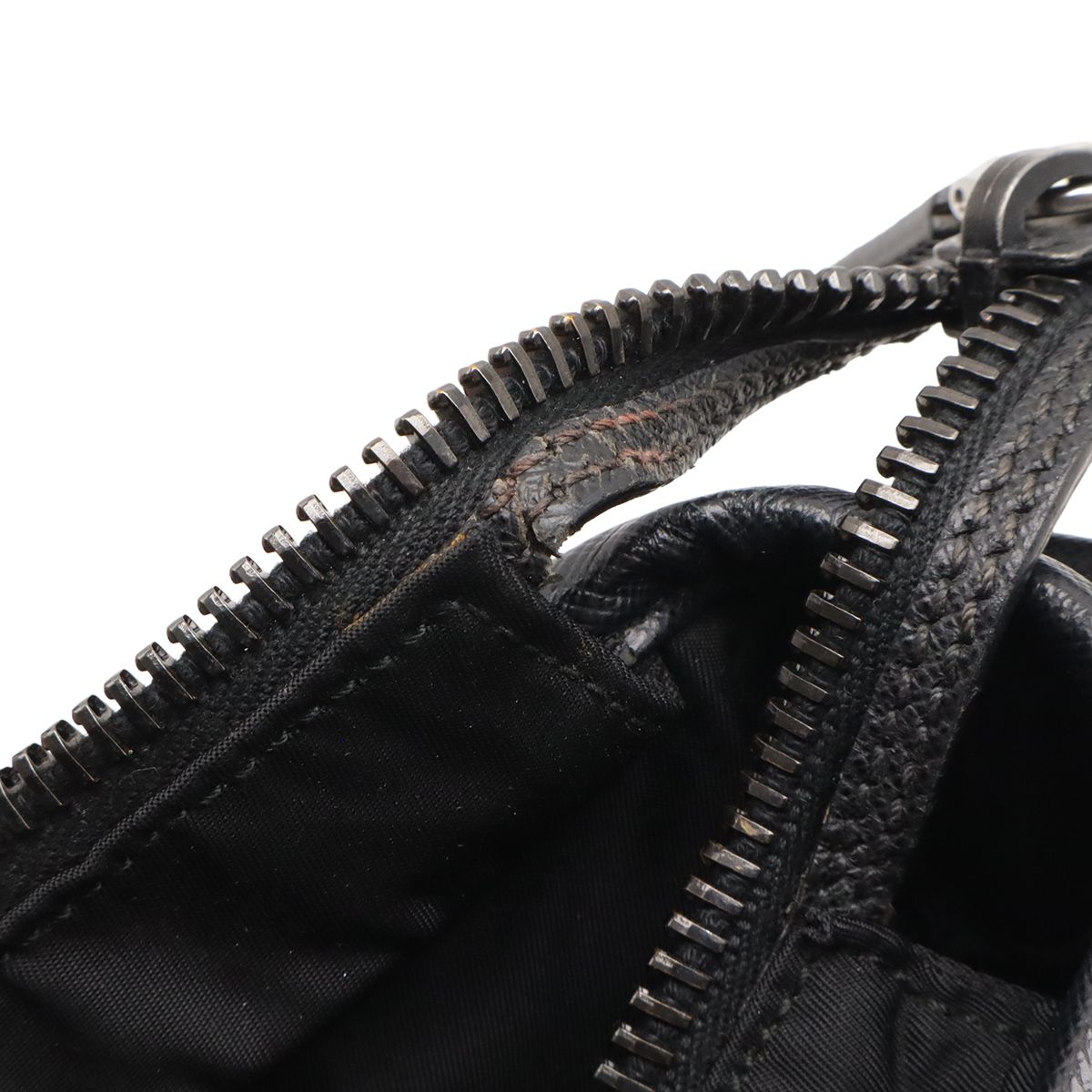 Prada Tote 2-Way Shoulder Bag Nylon Leather Nero Black Silver — view 6