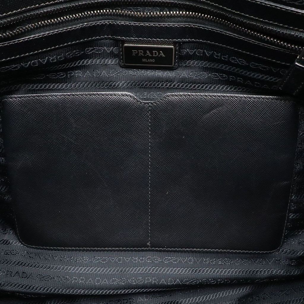 Prada Tote 2-Way Shoulder Bag Nylon Leather Nero Black Silver — view 8