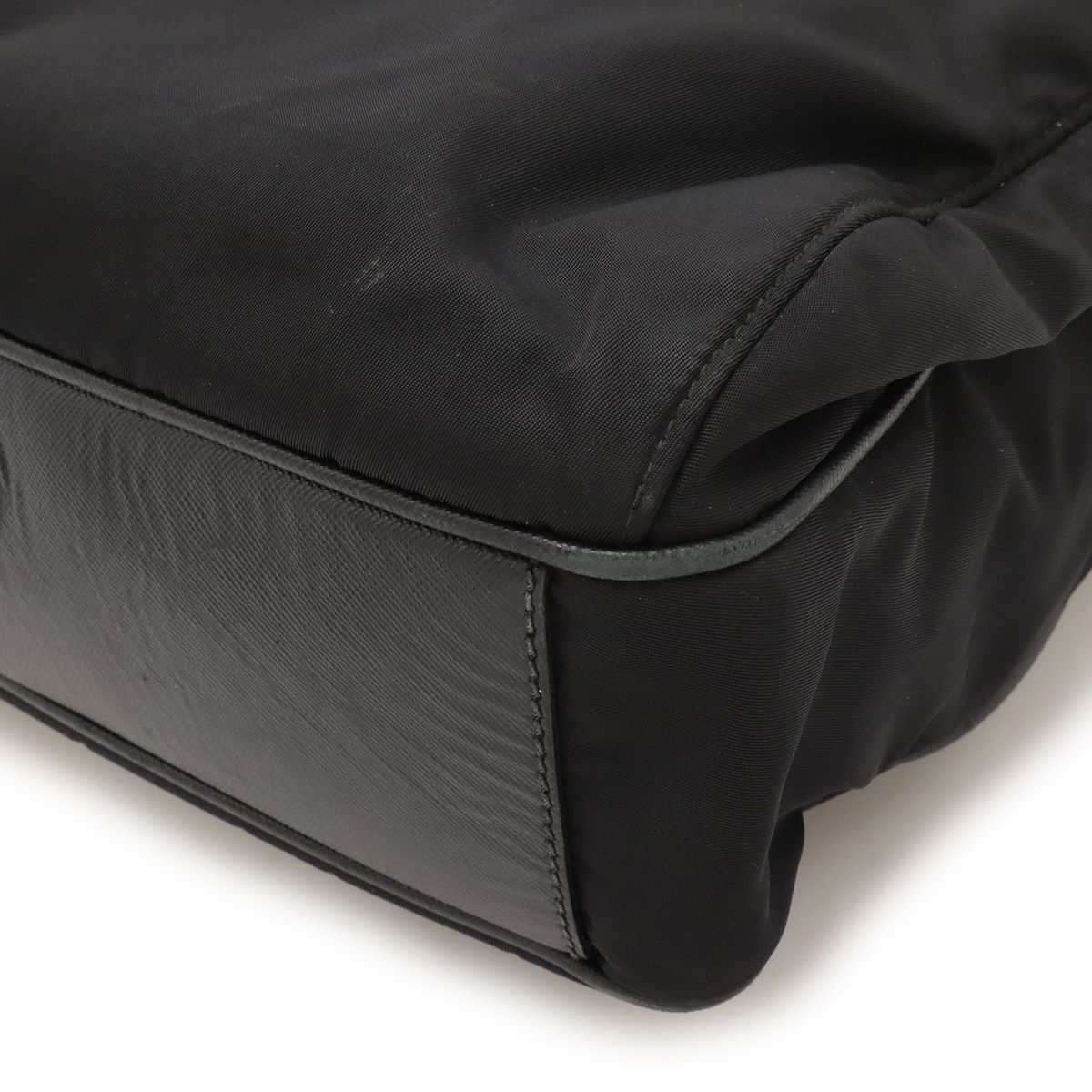 Prada Tote 2-Way Shoulder Bag Nylon Leather Nero Black Silver — view 3