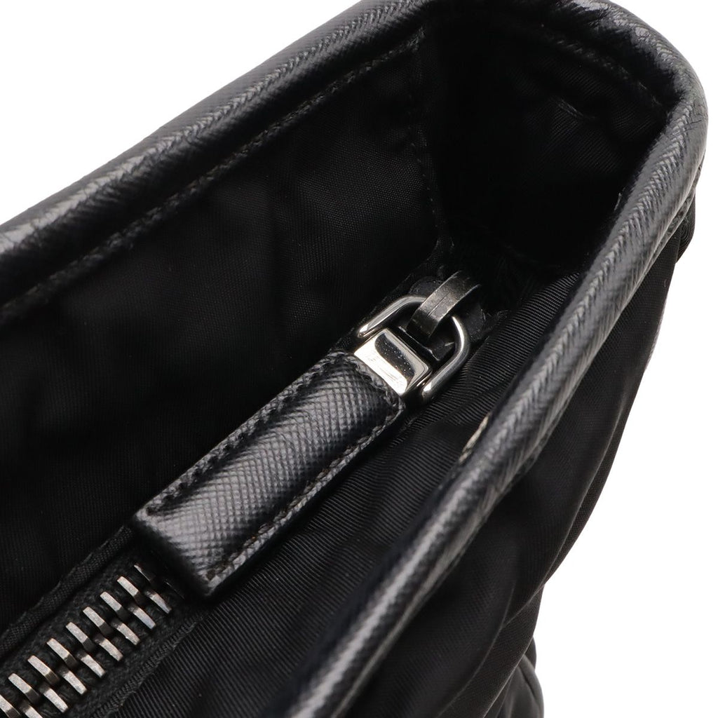 Prada Tote 2-Way Shoulder Bag Nylon Leather Nero Black Silver — view 4