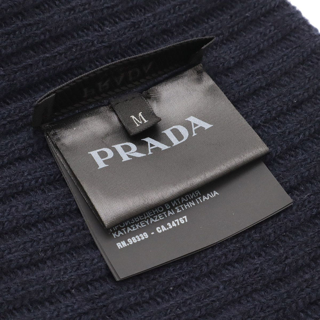 Prada Knit Cap Hat 100% Wool Dark Navy Blue M — view 4