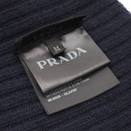 Prada Knit Cap Hat 100% Wool Dark Navy Blue M — view 4