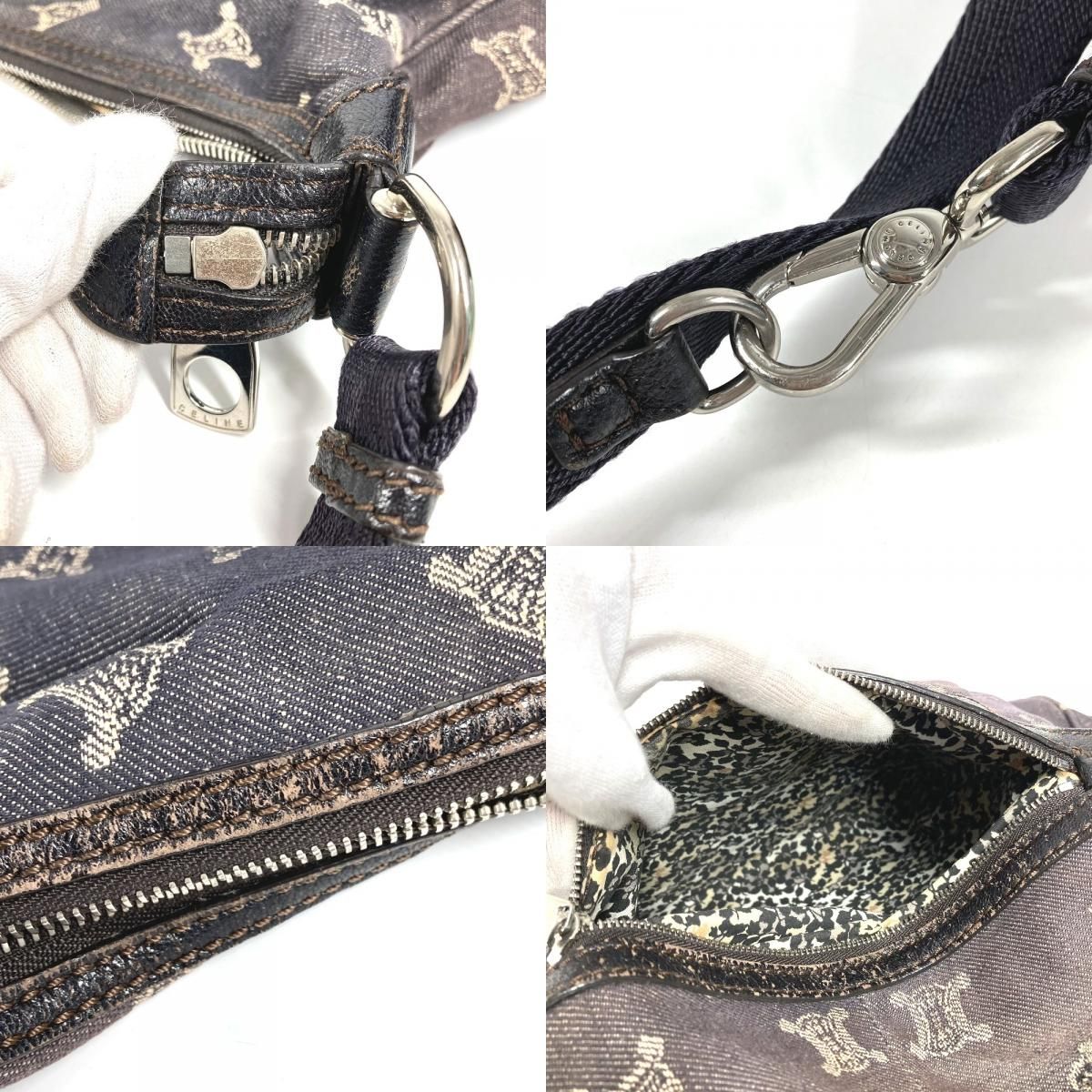 Celine Shoulder Bag Macadam Logo Denim Navy — view 9