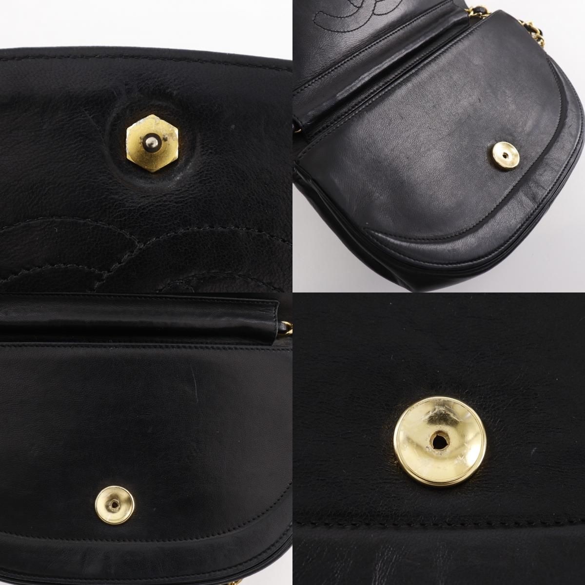 Chanel Half Moon Chain Shoulder Vintage Lambskin Black Bag — view 9