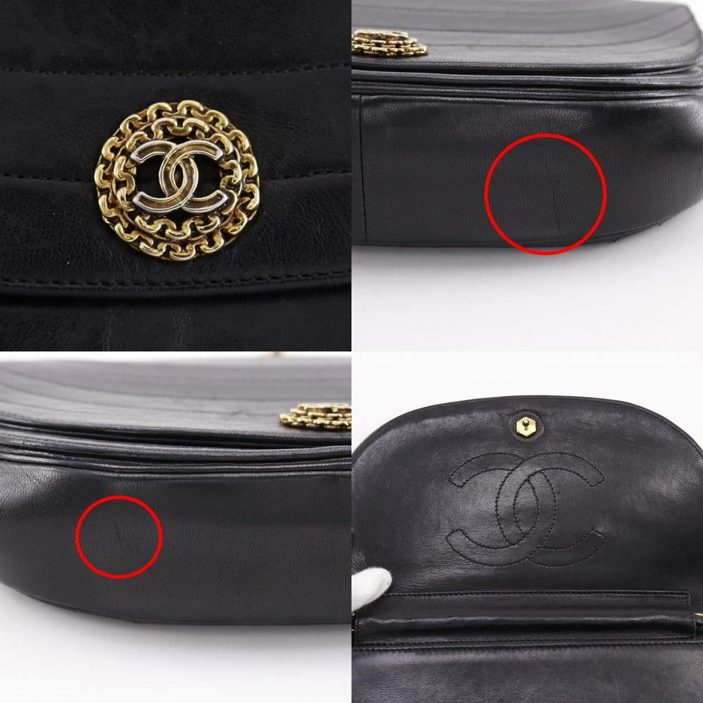 Chanel Half Moon Chain Shoulder Vintage Lambskin Black Bag — view 8