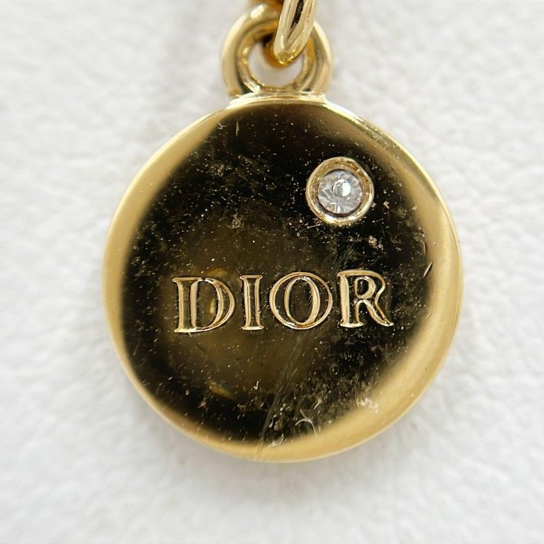 Dior Christian Necklace Dioevolution Gold Metal Rhinestone Logo — view 5