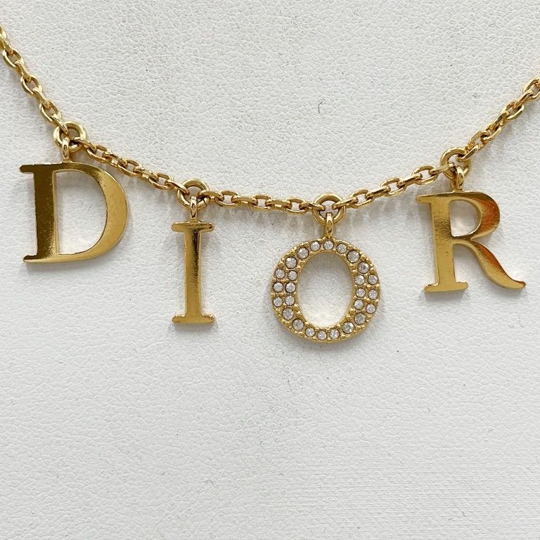 Dior Christian Necklace Dioevolution Gold Metal Rhinestone Logo — view 2