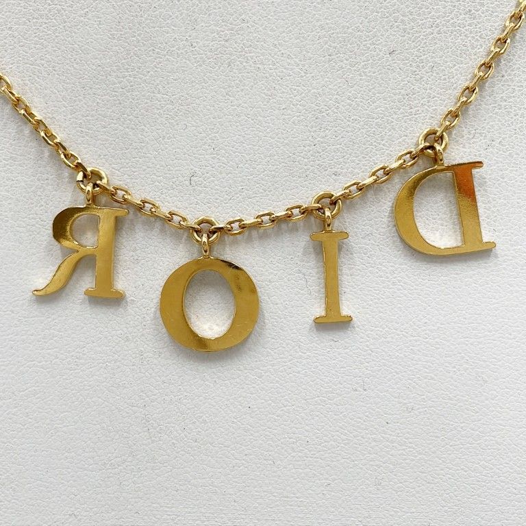 Dior Christian Necklace Dioevolution Gold Metal Rhinestone Logo — view 3