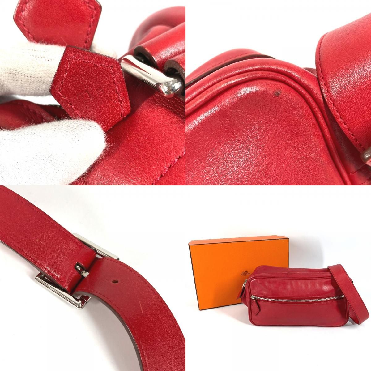 Hermes Shoulder Bag Van Quatre PM Leather Red — view 9
