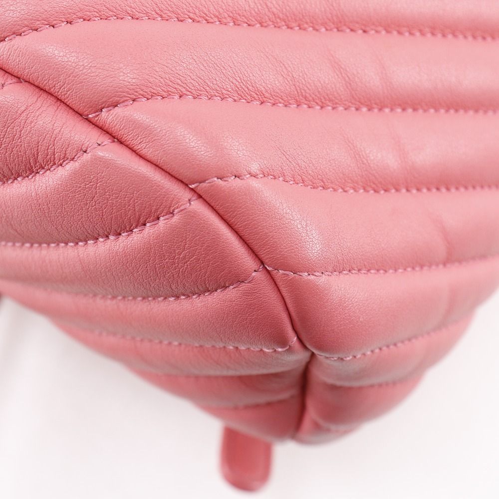 Chanel Chevron Stitch Chain Backpack Lambskin Pink — view 5