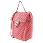 Chanel Chevron Stitch Chain Backpack Lambskin Pink — view 2