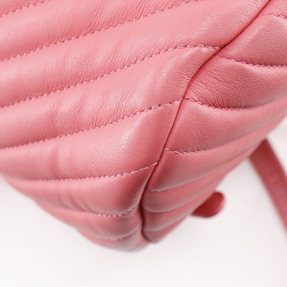 Chanel Chevron Stitch Chain Backpack Lambskin Pink — view 4