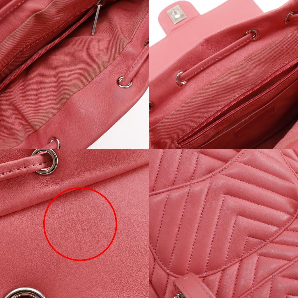 Chanel Chevron Stitch Chain Backpack Lambskin Pink — view 8