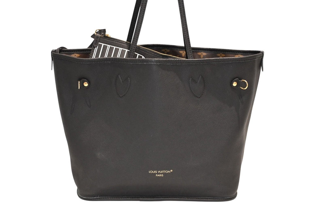 Louis Vuitton Neverfull Inside Out MM Reversible Tote Bag Black Brown Calfskin — view 2