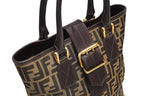 Fendi Handbag Zucca Pattern Canvas Leather Brown Gold — view 5