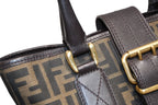 Fendi Handbag Zucca Pattern Canvas Leather Brown Gold — view 6